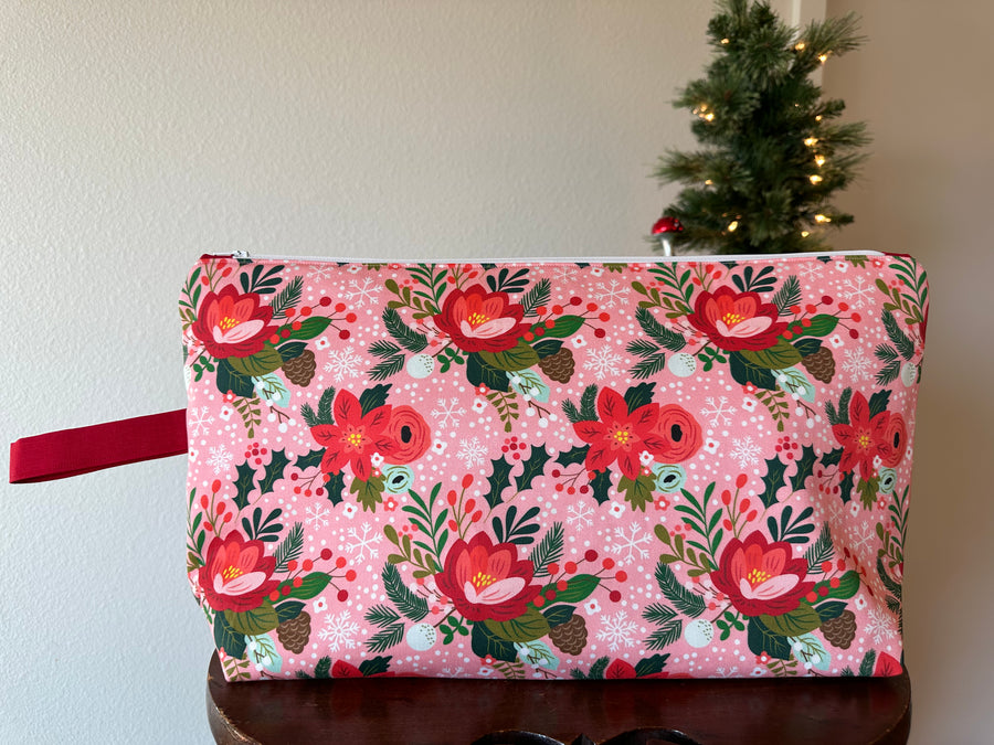 Pink Floral Christmas Sweater Bag