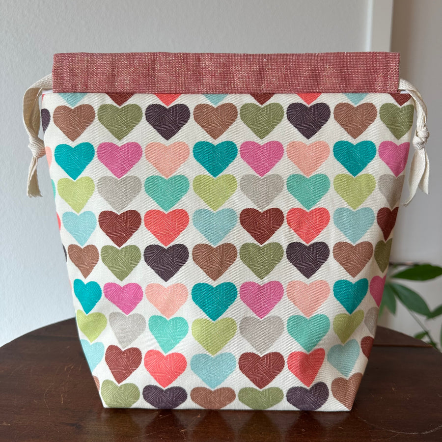 Yarn Hearts Drawstring Bag