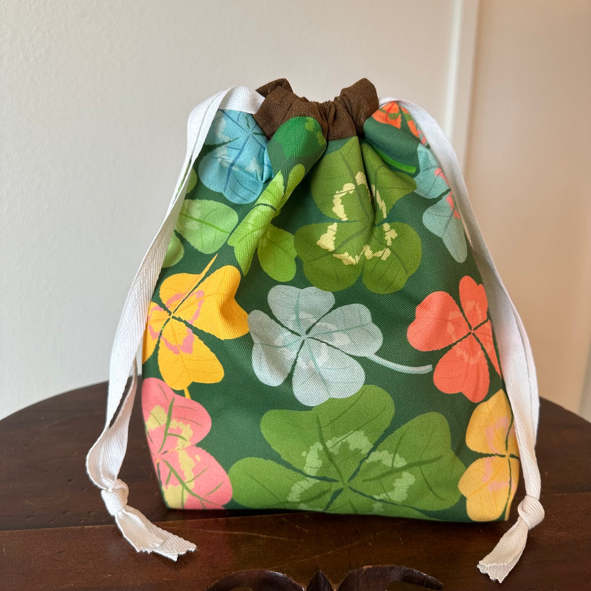 Four Leaf Clovers Drawstring Bag Stitching the High Notes