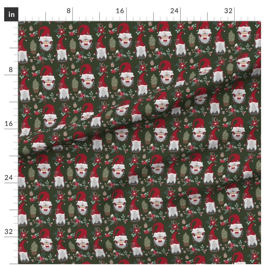 Christmas Gnome Fabric (1/2 yd increments; Lightweight Cotton Twill)