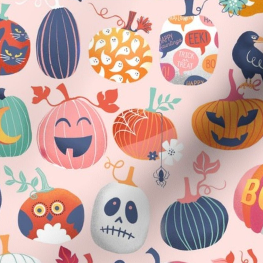 Pastel Pumpkin Patch Fabric (1/2 yd increments; 100% Quilters Cotton)
